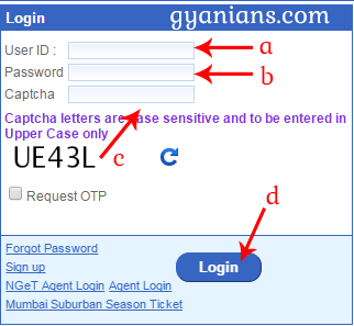 IRCTC online ticket booking login form