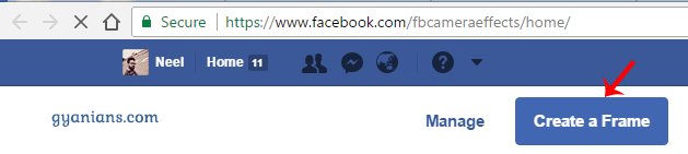 Facebook Profile Picture Frame Create button