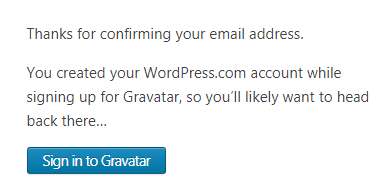 WordPress and Gravatar account activated