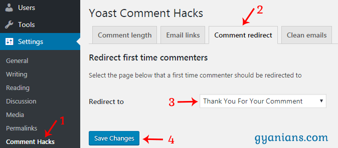Yoast Comment Hacks Settings