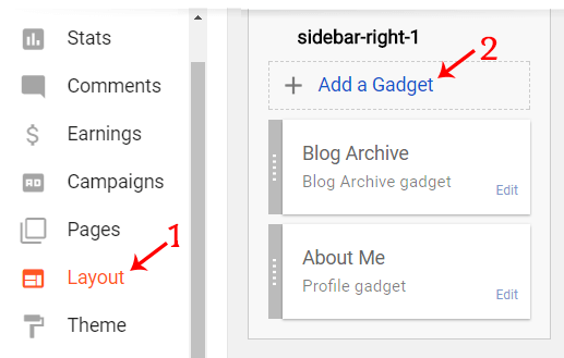 add gedget in blogger