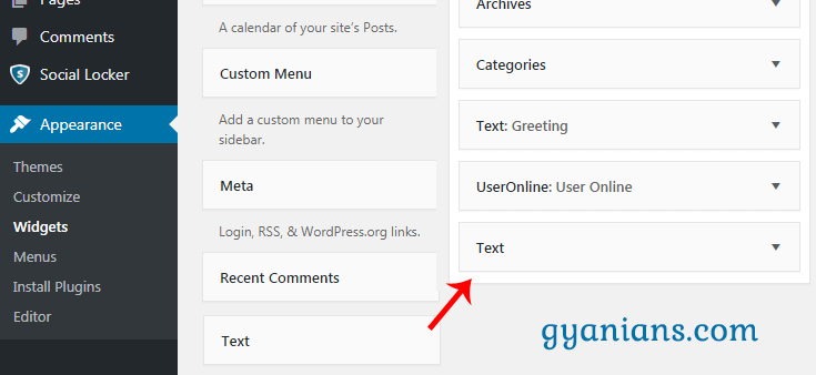 add text widget in sidebar