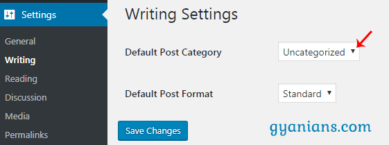 Set default post category