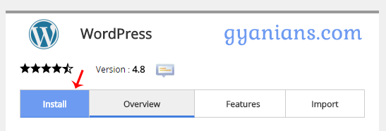 WordPress Install button