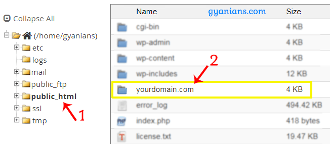 addon domain folder in file manager