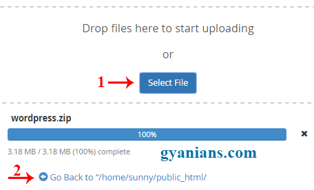upload zip file in public_html