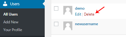 delete wordpress user step 1
