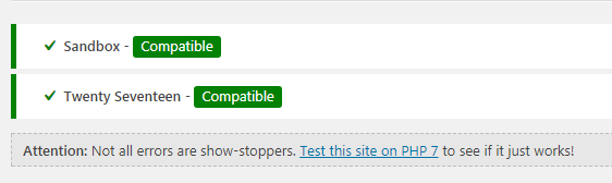 PHP Compatibility checker plugin result