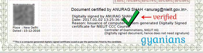 CCC Signature Verification Online कैसे करे, Marksheet Certificate Verify