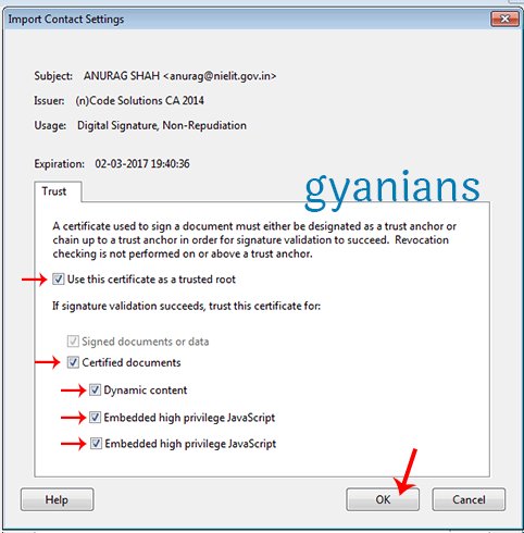 import contact settings