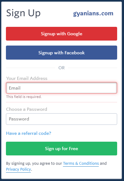 Instamojo sign up form