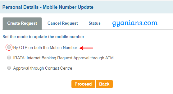 by otp on both the mobile number in sbi online